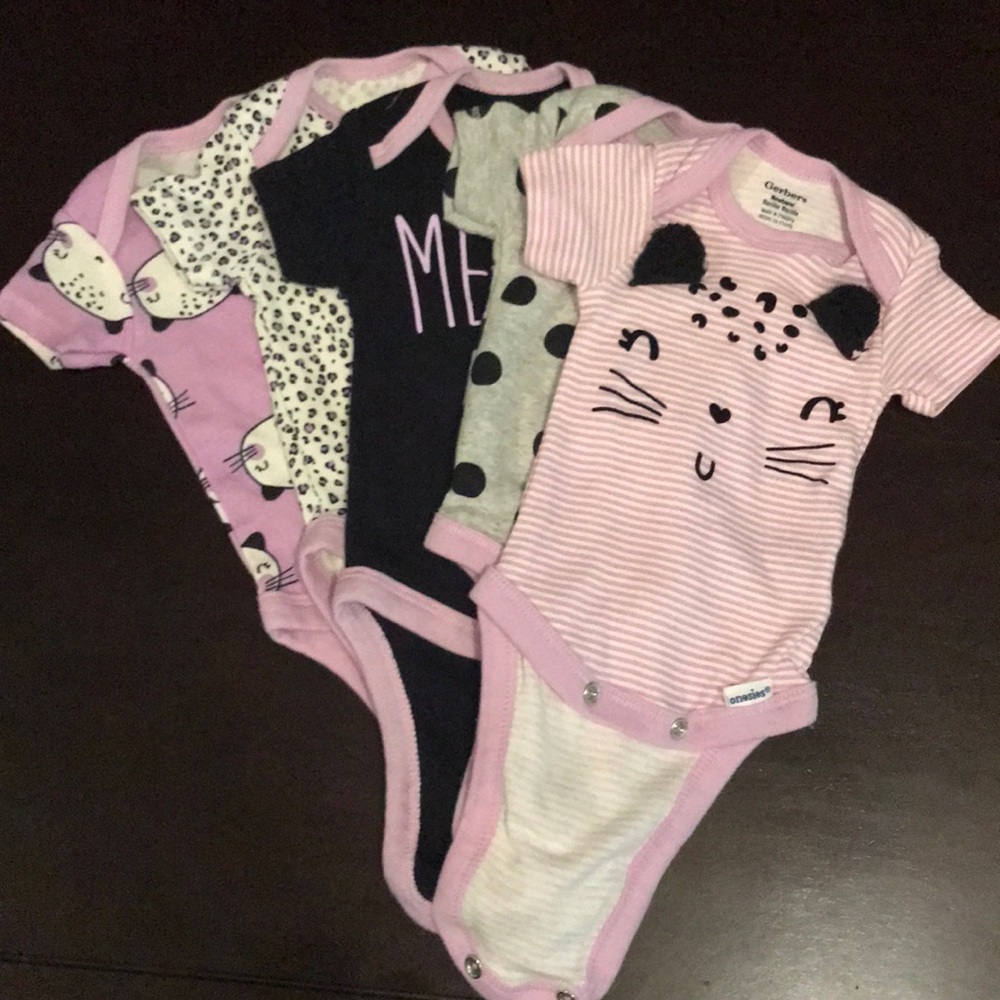 Purple and black kitty onesies